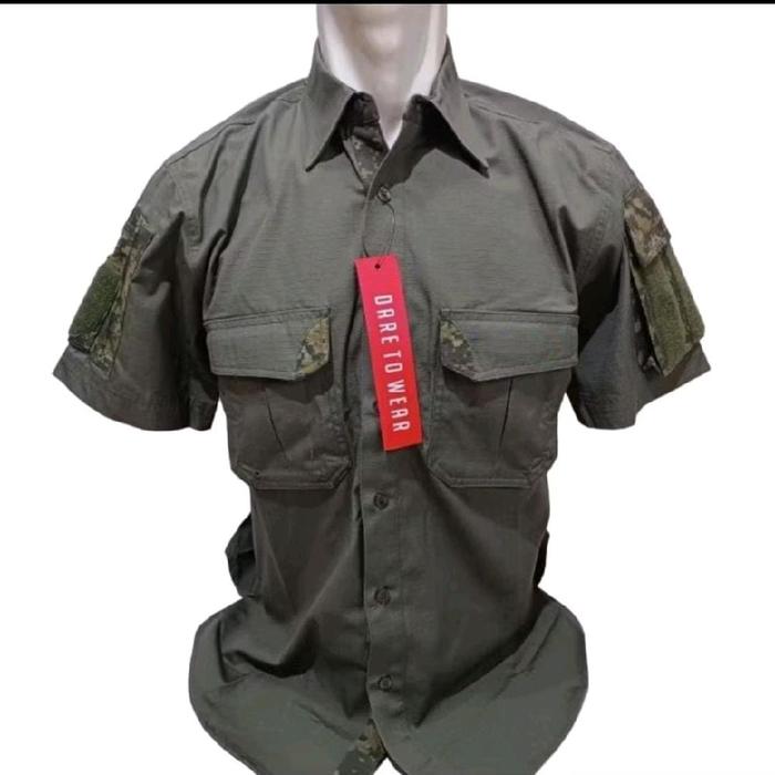 Kemeja PDL Hijau Army Motif Camo Kroasia PT SRITEX
