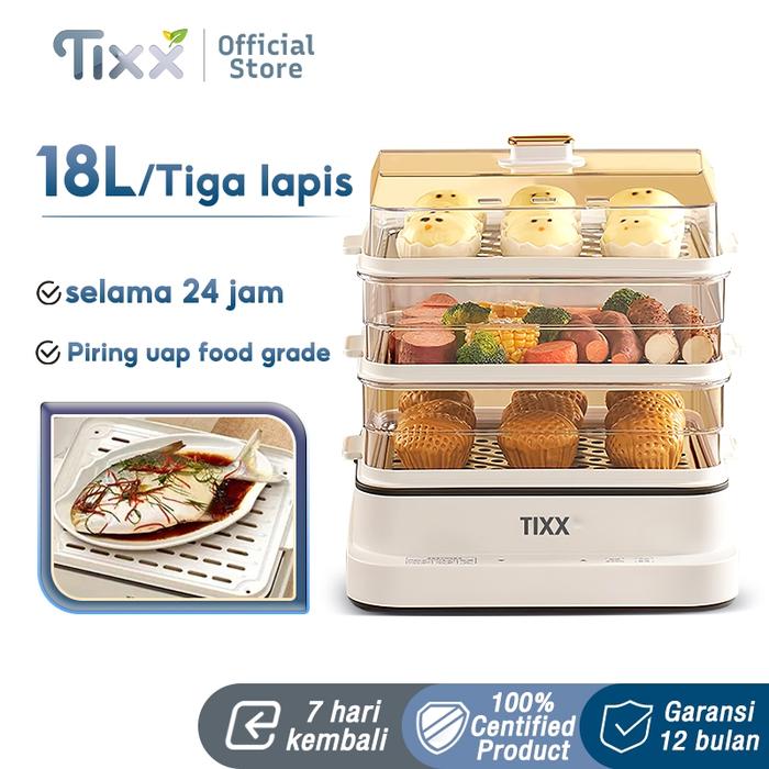 TIXX Electric Steamer Kukusan Listrik 18L Electric Cooker 3 Lapis Hotpot Steamer Listrik Multifungsi