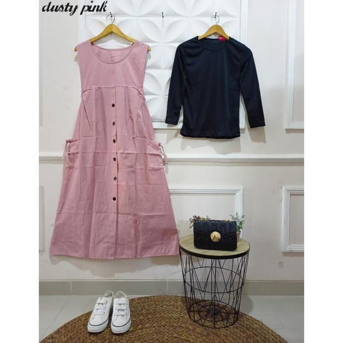 PROMO!! GAMIS SET OVERAL WANITA HITS KENIAN LINEN // OVERAL PLUS INNER STOK TERBATAS!!