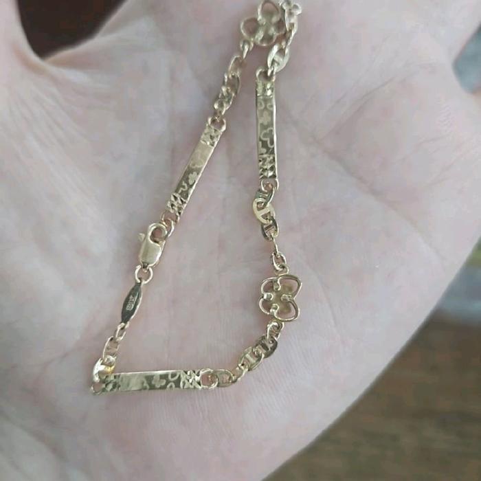 Gelang Rantai Polos Nori Longkap Kotak Emas Asli 375 Polos Simple Hwt