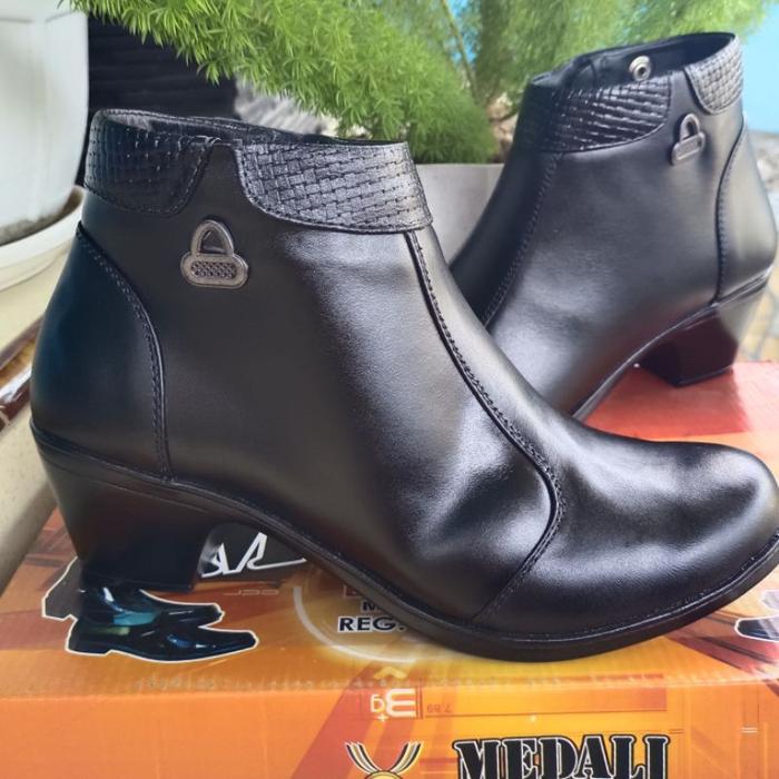 SEPATU KULIT WANITA ASLI PDH BOOTS WANITA POLWAN/POLR/TNI/SECURITY/DINAS/KERJA/KANTOR/PNS/ASN/PEGAWA