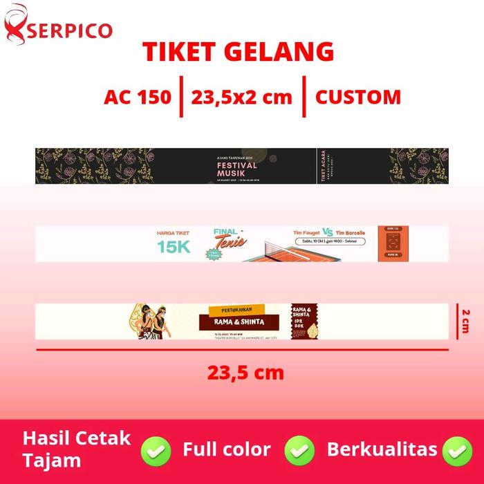 (30 pcs) Tiket Gelang | Gelang Tiket | Tiket Custom | Gelang Tiket Konser
