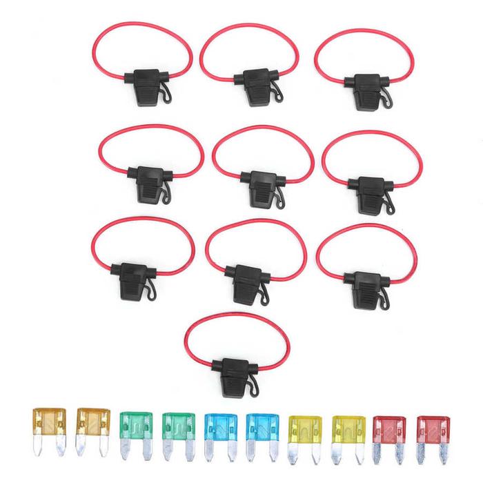 Tempat Sekring Mobil Set Tempat Sekring Inline Kabel 14Awg untuk