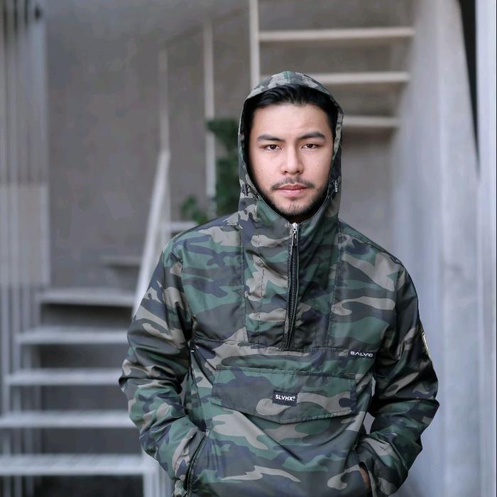 salvio hexia nappa camo jaket cogoule pria army Parasut Loreng