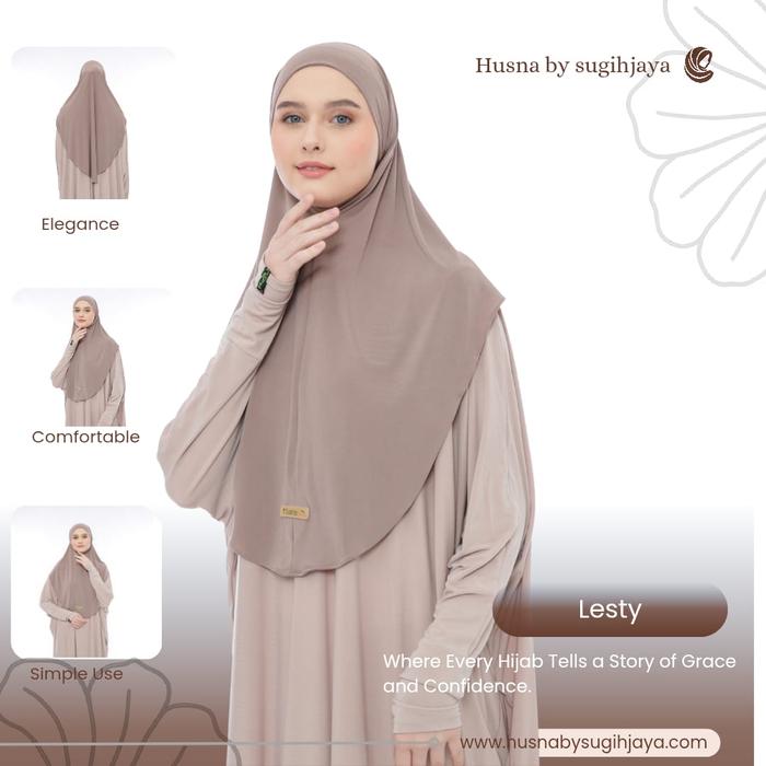 Husna by Sugihjaya Hijab Bergo Lesti Marwah Non Pet Dewasa Kekinial Viral by Bilqeez Store Instan Le
