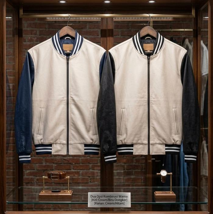 jaket kulit domba kombinasi model base ball. .multi area sporty elegan dan formil
