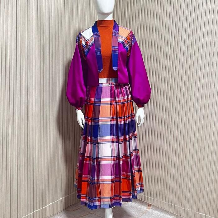 One Set Rok & Outer Etnik Motif Lagosi Tenun Sulsel - Fashion Etnik