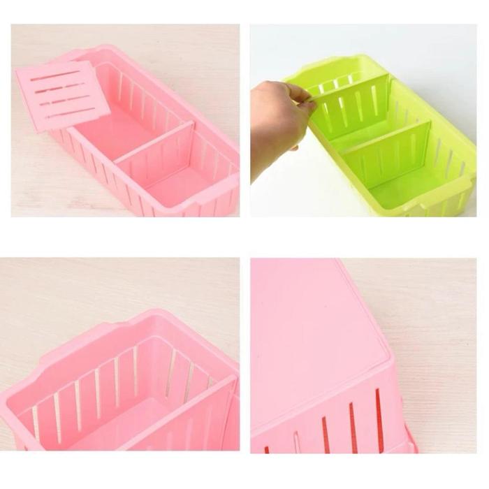 Rak Partisi Serbaguna 3 Sekat Keranjang Plastik Penyimpanan Accessories Serbaguna