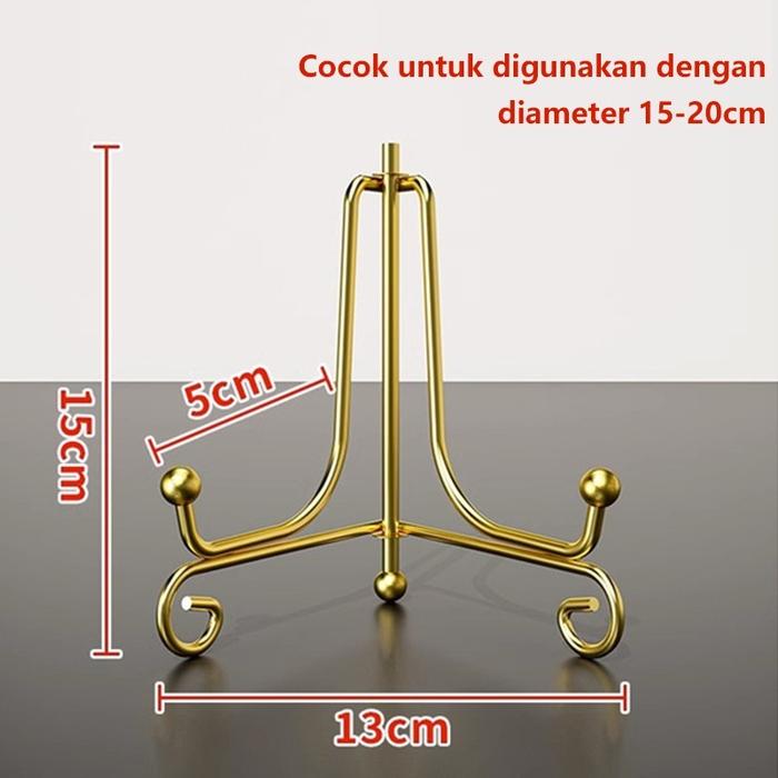 20cm Dudukan Piring Hias Emas Stand Holder Piring Foldable Tatakan Piring Hias Sandaran Piring Hias