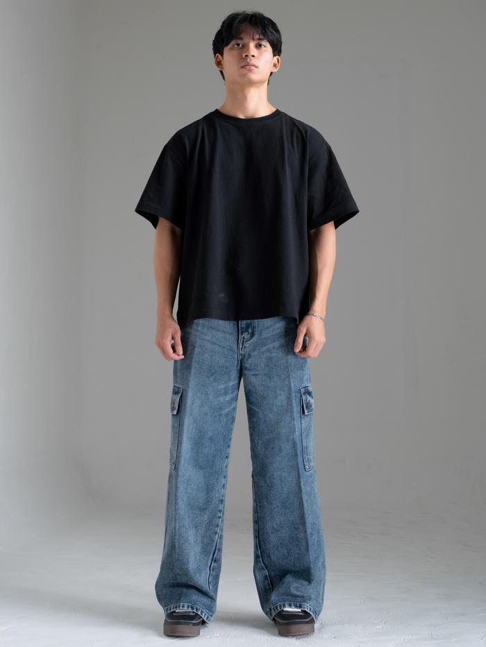 Chimpz Celana Jeans Baggy Cargo Pants -Ice wash - Mischief Article