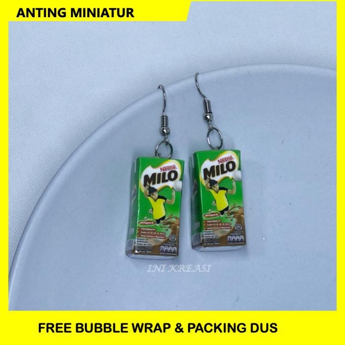 MINIATUR PRODUK ANTING SUSU MILO KOTAK