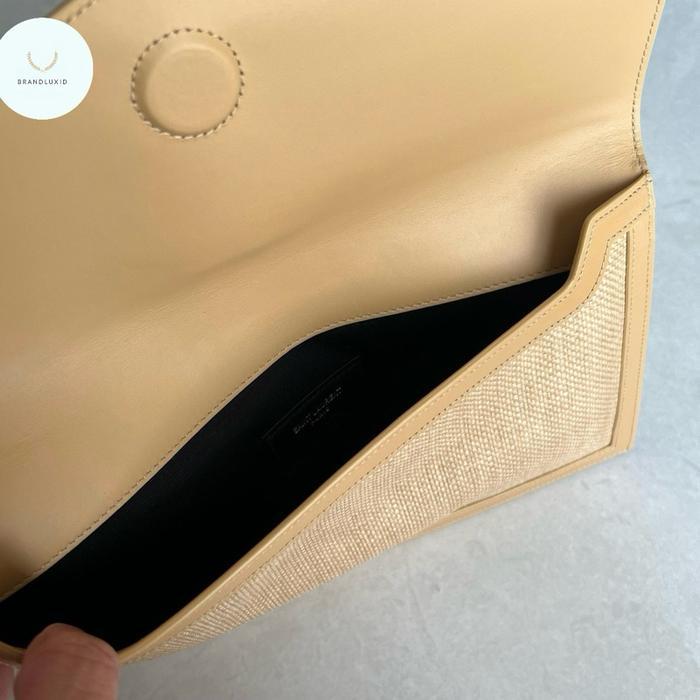 YSL UPTOWN SMALL ENVELOPE CLUTCH IN MICRO RAFFIA