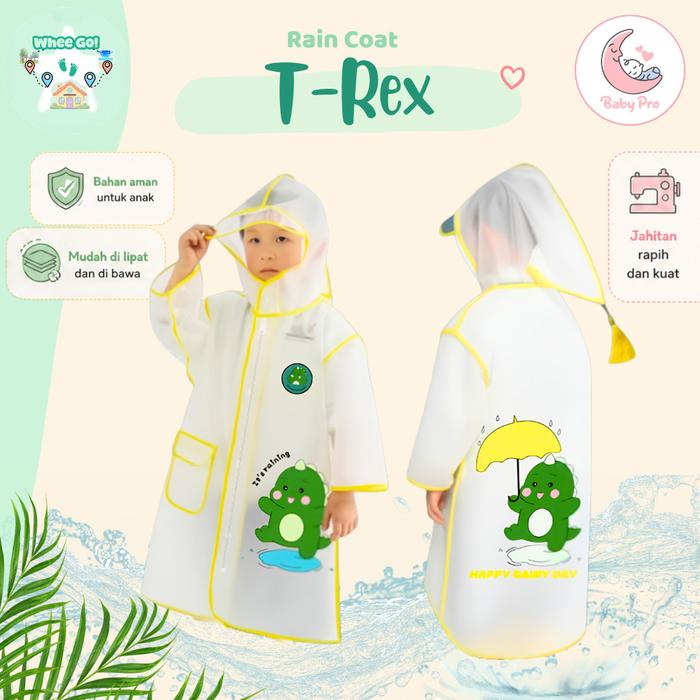 Baby Pro T-Rex Jas Hujan Anak Waterproof Ringan Proteksi Air Lucu Rain Coat
