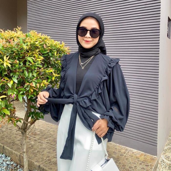 (cardigan - ruffle) ashana • cardigan ruffle kekinian outer - cardigan basic balon - cardigan baloon