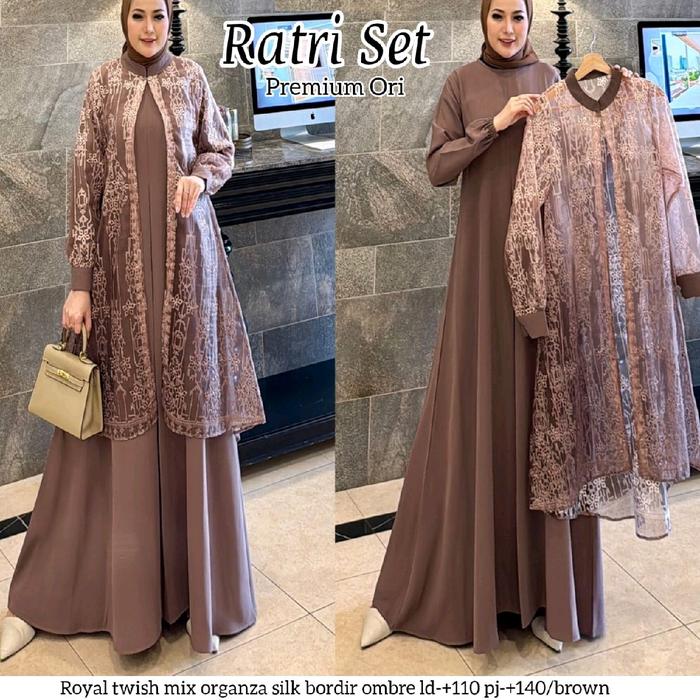 Longdress mewah+outer brocade tile pisah Gamis Kondangan Muslim