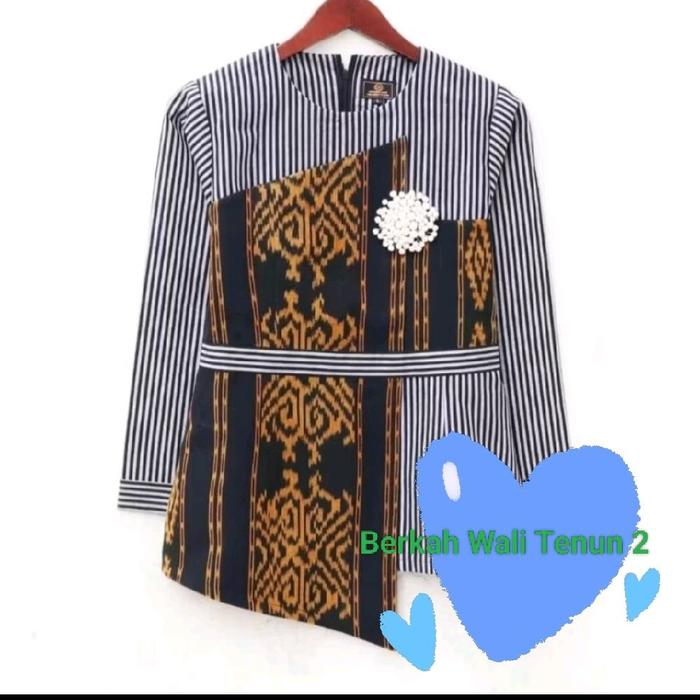 blus tenun Jepara mix lurik premium