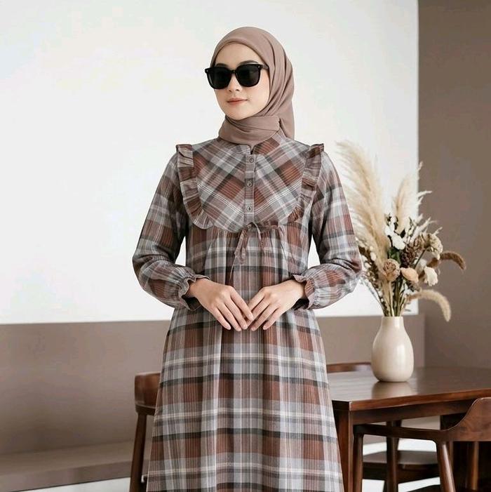 Midi Dress Katun Triset Ori Terbaru-Mdidi Dress Katun Triset Original-Midi Dress Triset Premium Casu