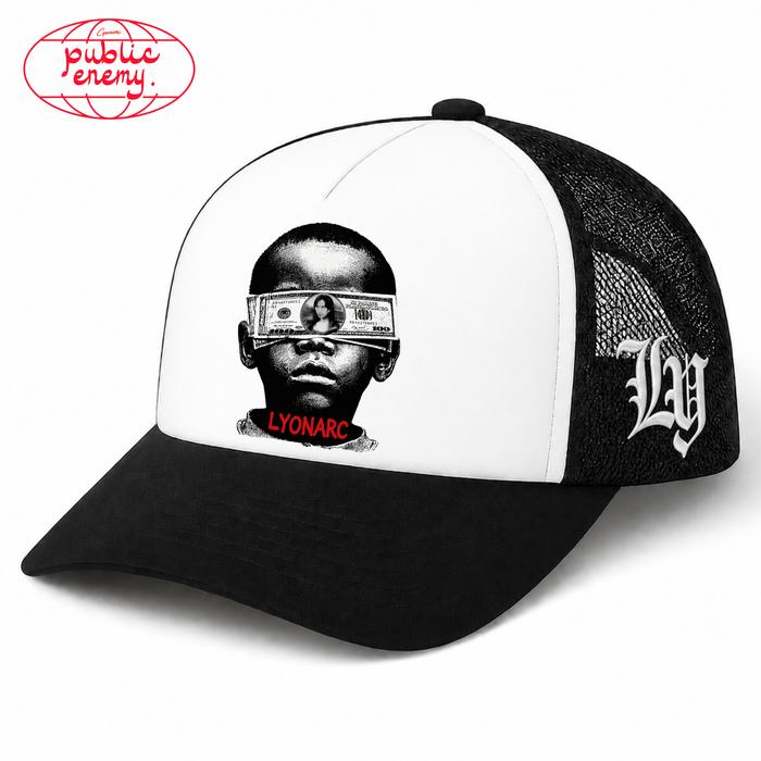 [SIGNATURE] LYONARC Topi Trucker Jaring y2k PUBLIC ENEMY Hat Cap Hitam Putih Kalcer Bordir Samping M