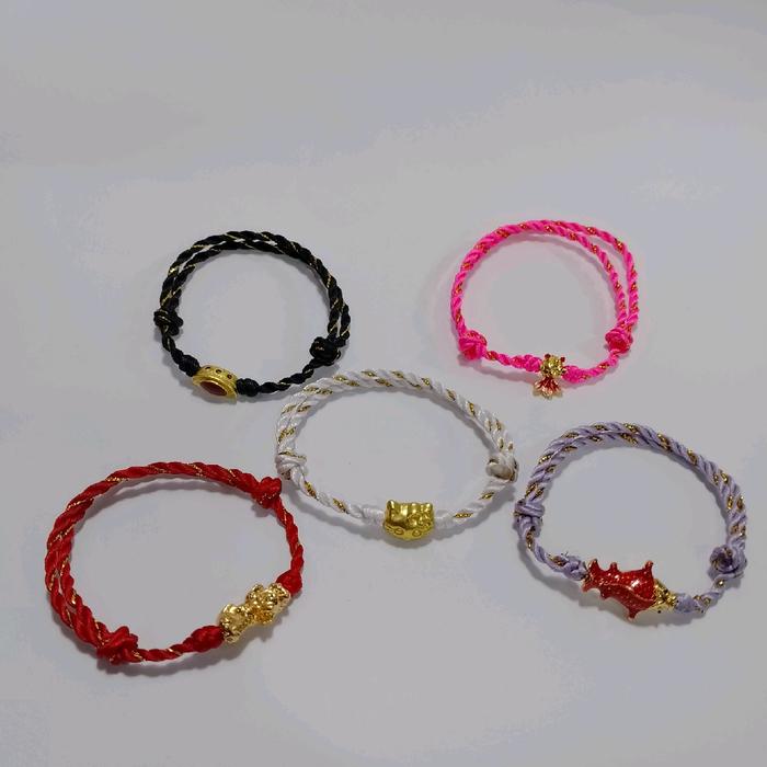 gelang serut anak kombinasi tali warna emas fashion Kids Costume