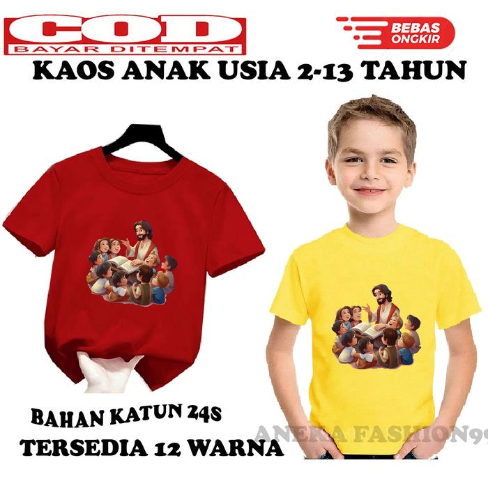 KAOS OBLONG ANAK CEWEK COWOK LENGAN PENDEK YESUS MENGAJAR ATASAN ROHANI KRISTEN ANAK GURU SEKOLAH MI