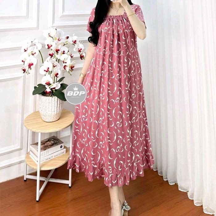 DASTER ELSA Luna RAYON  ADEM KARET DIBAGIAN DEPAN BUMIL Bunga Cantik Nyaman Santai Gaun Wanita Panja