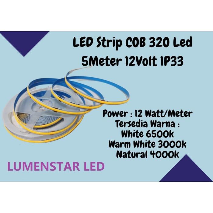Led Strip COB DC 12volt 5 meter 320led / Lampu Strip Light COB IP33
