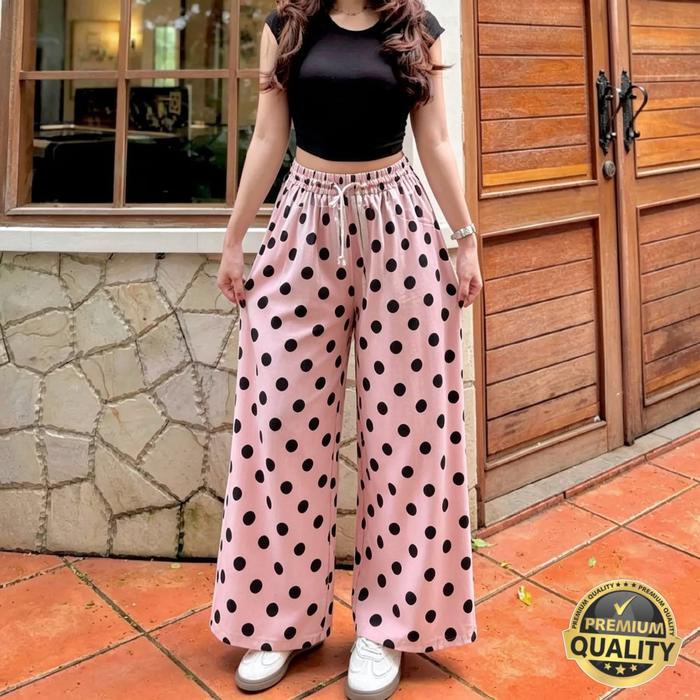 Everyday Pants - Polkadot Series - Celana Panjang Wanita Cotton Highwaist - Celana Kulot Polkadot Mo