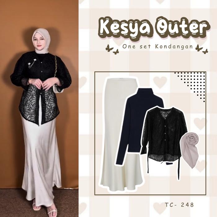 Kesya Outer Ootd Kondangan Remaja Kekinian Rok Duyung Manset Brukat Bella Square SET TC-248 Bahan Br