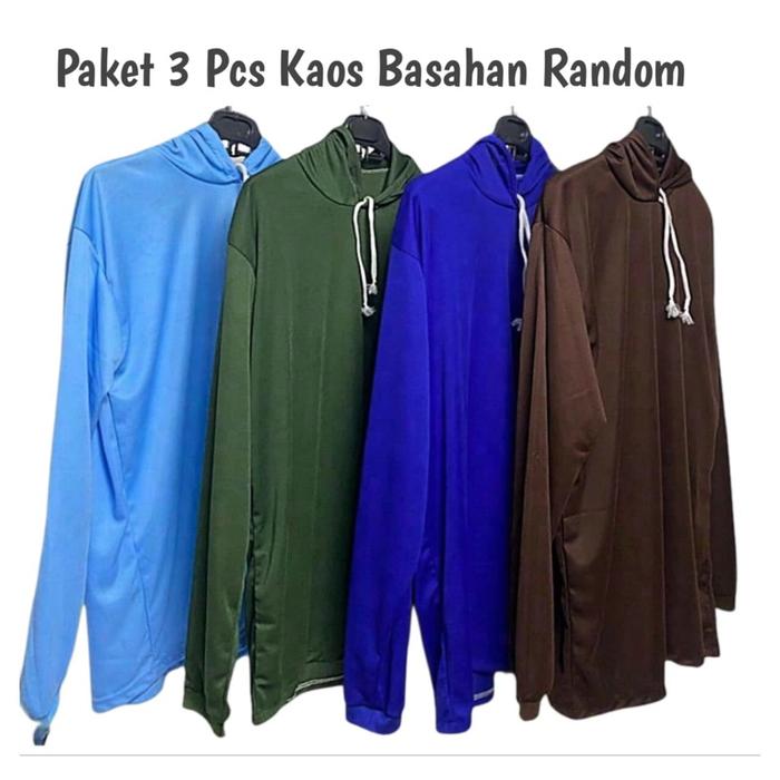 Mstore97 - Promo Kaos Basahan Lengan Panjang Kupluk Warna Abu-abu Hoodie Pria Wanita Dewasa Oblong B