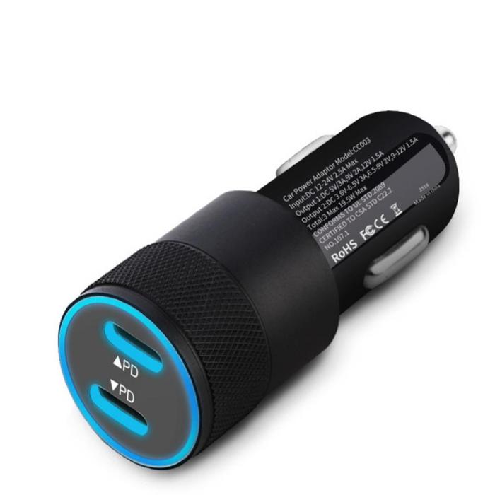40W Dual Type C PD+PD Charger Dual PD Car Charger Fast Charging