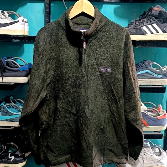Jaket halfzip polar sherpa outdoor products japan vintage green army