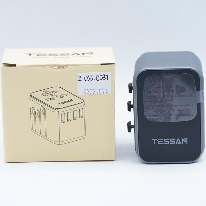 Terlaris Tessan 633F-Bk Stop Kontak Universal Travel Adapter Worldwide All In One Travel Charger Wit