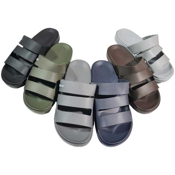 Luofu Sandal Selop Karet Pria Empuk Ban Tiga Import E6222-E01 (E6)