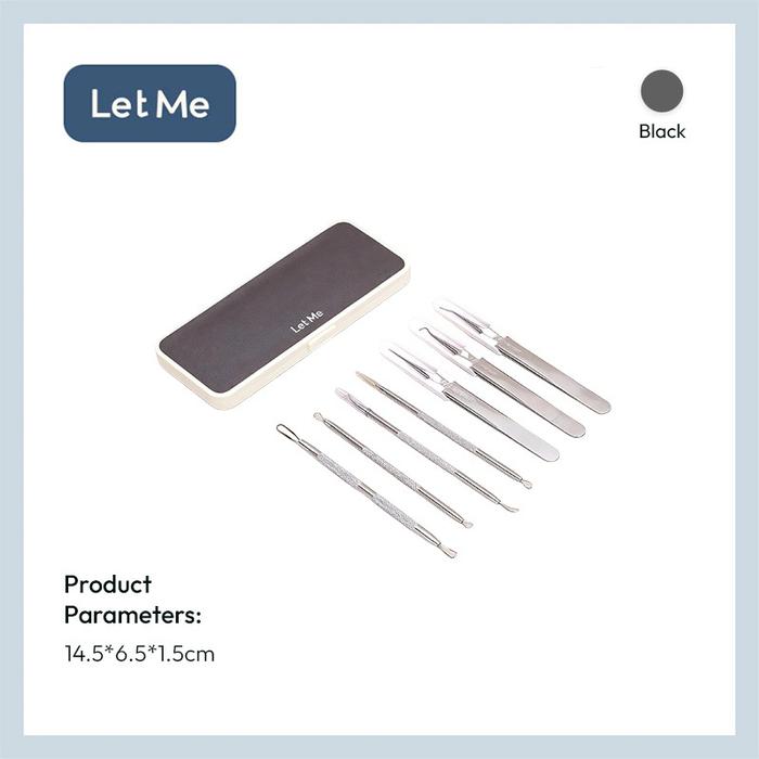Let Me 7in1 Set Alat Pembersih Komedo - Alat Perawaran Wajah Klip Pinset Pembersih Jerawat Noda Hita