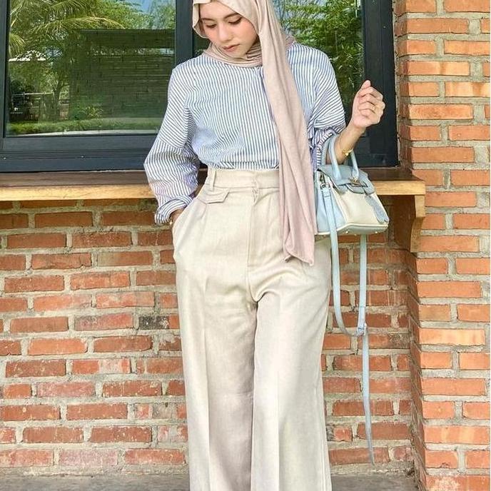Oro Pants Yeona Id Highwaist Diora Basic Variasi Celana Panjang Kulot Kulot Ivory Kerja Oro Pants Or