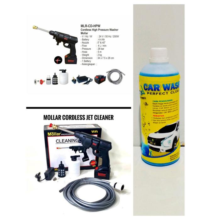 MOLLAR ALAT MESIN CORDLESS CAS BATERAI STEAM CUCI MOBIL MOTOR BONUS SABUN CUCI