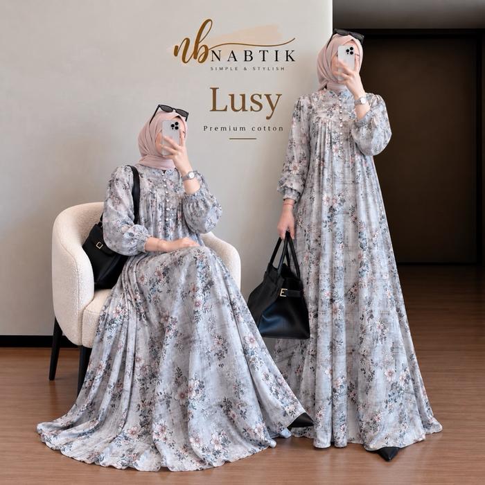 NABTIK - LUSY gamis rayon import Model Elegan dengan Desain Motif Unik rayon dingin