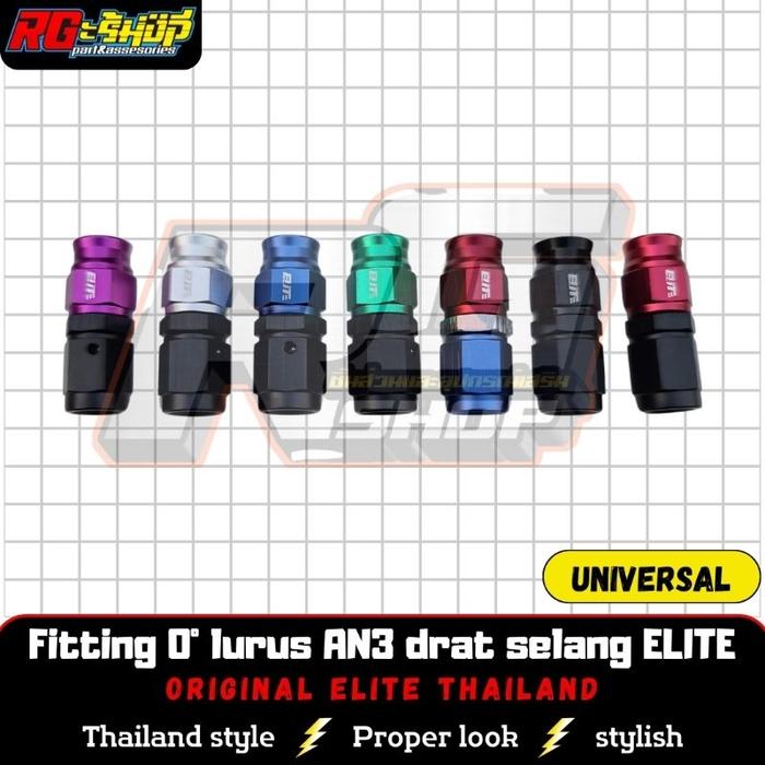 Fitting Selang Rem Straight Lurus 0° 0 Derajat AN3 Drat Selang Lady Boy Cwe Cwo ELITE Thailand