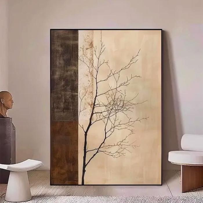 LUKISAN AESTHETIC JAPANDI WABI-SABI MOTIF ALAM RANTING MINIMALIS MERN AESTHETIC | BAHAN CAT AKRILIK 
