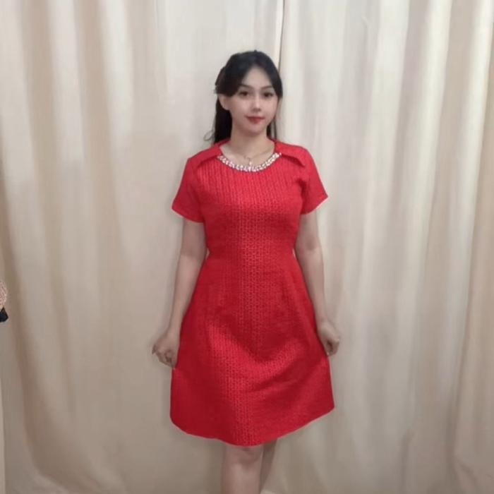 DRES PREMIUM IRENE Dress Pesta Tile Semi A Line Gaun Panjang 120 cm Cantik Formal untuk Pesta Pernik