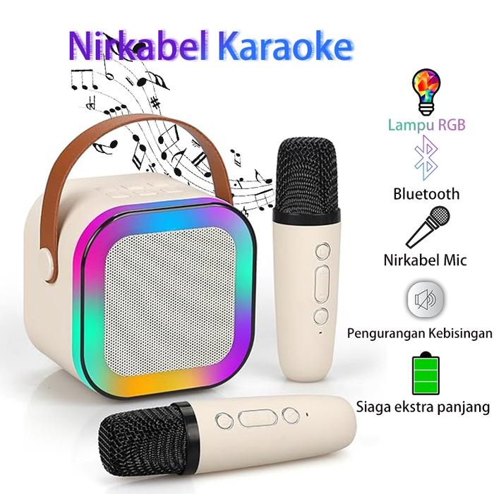Speaker Bluetooth Karaoke Plus Mic Mini Speaker Karaoke Speaker Portable with 2 MIC 1 Set