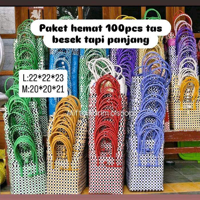 TAS ANYAMAN TALI PANJANG PREMIUM PAKET HEMAT 100 PCS tas anyaman. tas hajatan. tas berkat. TAS BESEK