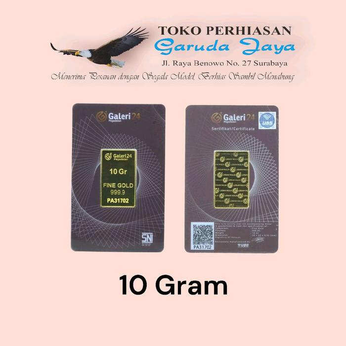Emas Batangan Logam Mulia Galeri 24 (Bukan Antam) Pecahan 10 Gram