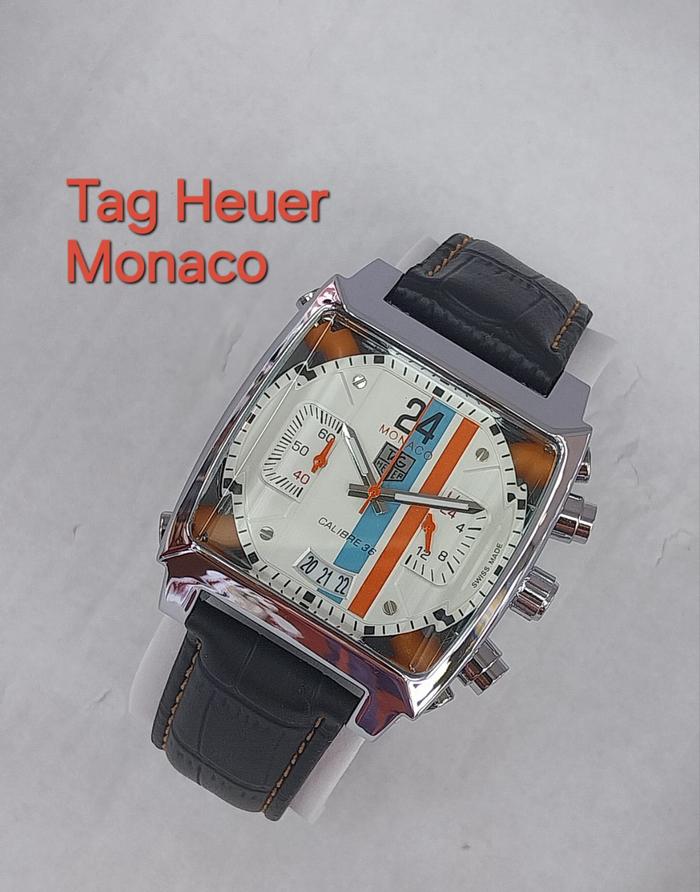 Jam Tangan Pria Man Gentleman Analog Stainless Steel TAG Heu3r Monaco 24 Calibre 36 Automatic Chrono