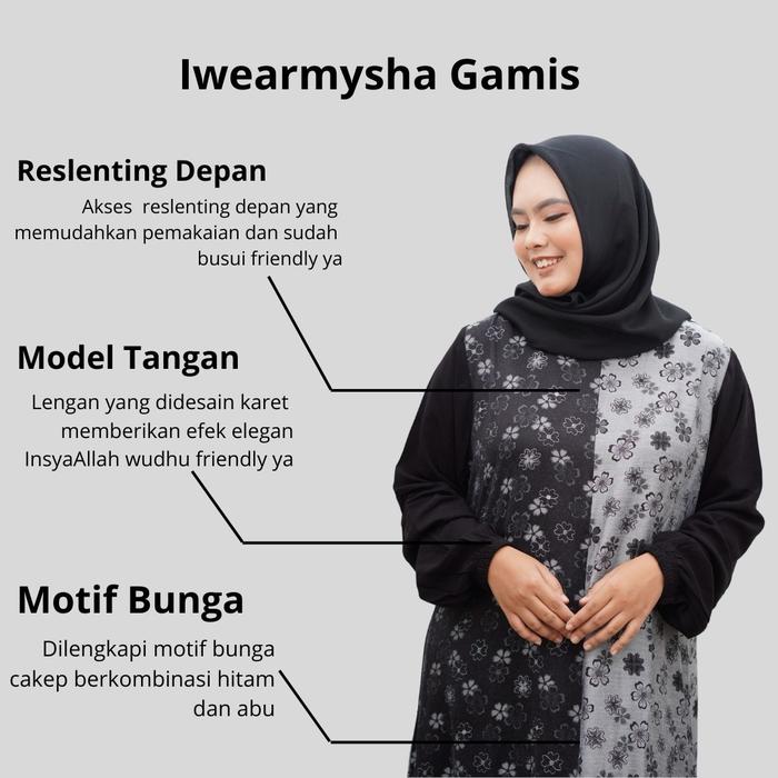 Iwearmysha/Gamis Kombinasi\Motif bunga