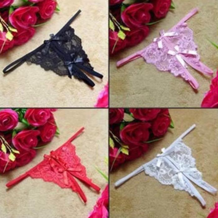 girl sexy Lace G String Transparan open crotch G string panties
