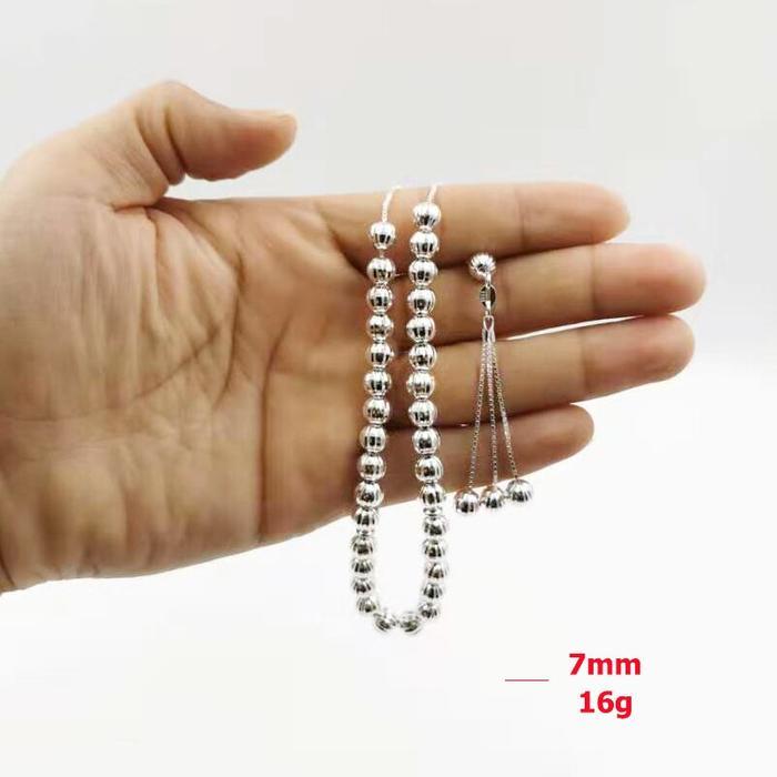 TERLARIS 100% Asli 925 Perak Murni Tasbih Perak Murni Rosario 33 Manik Gelang READY