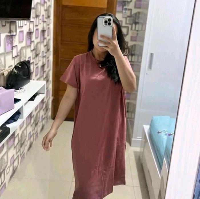 MJ mila dres midi ada saku samping bahan katun Wanita Nyaman Casual Formal Panjang Mini Gaun Pendek 