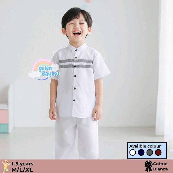 SETELAN KOKO ALJABAR 1-5 TAHUN / SET KOKO ANAK 1 2 3 4 5 TAHUN / BAJU MUSLIM ANAK PUTIH MANASIK HAJI