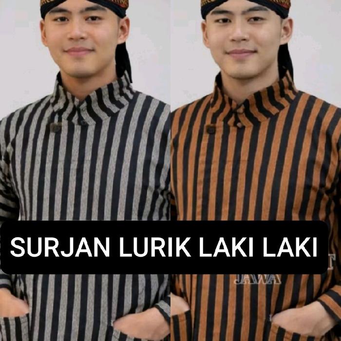 REDY SIAP KIRIM  SURJAN Baju lurik Adat jawa Solo Pria Dewasa Bahan Katun Premium Halus
